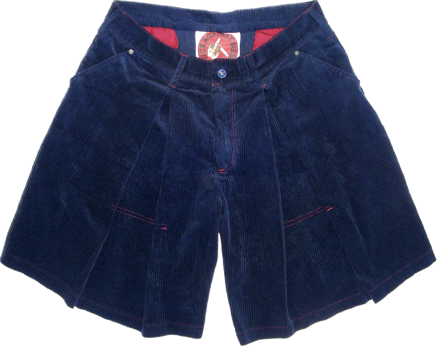 Navy A-Line Pleated Cord Short