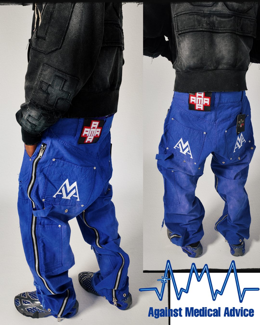 AMA Convertible Carpenter Distressed Blue