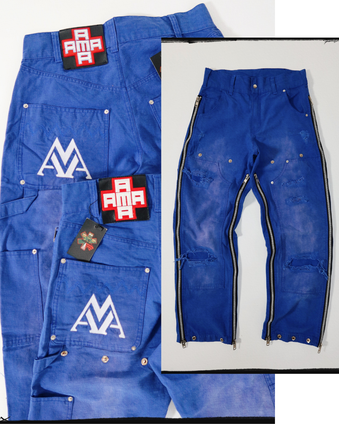 AMA Convertible Carpenter Distressed Blue