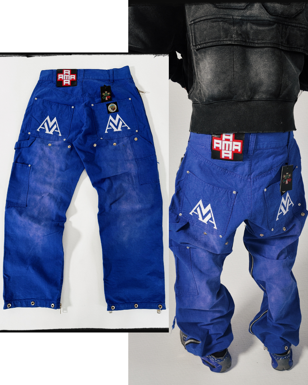 AMA Convertible Carpenter Distressed Blue