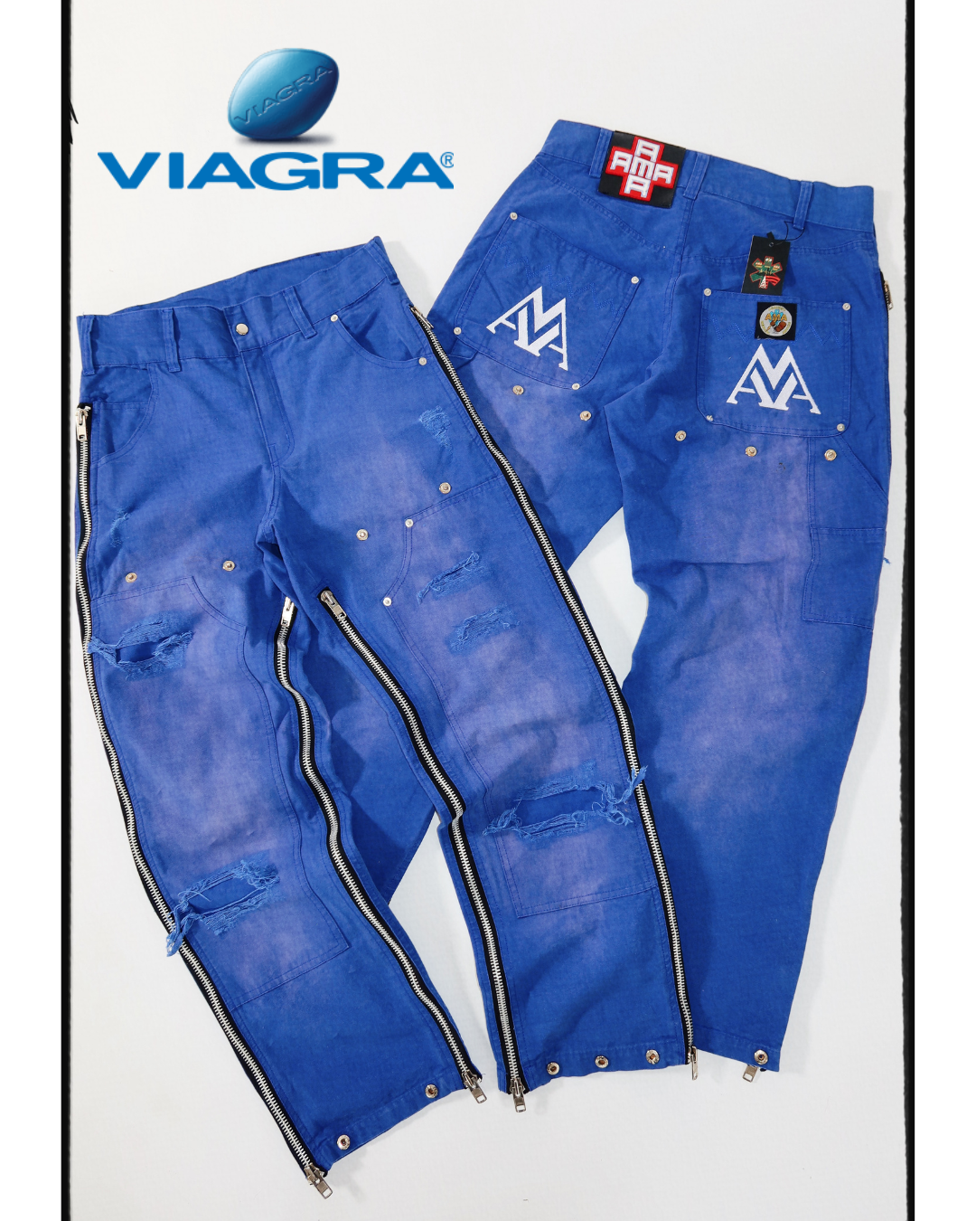 AMA Convertible Carpenter Distressed Blue