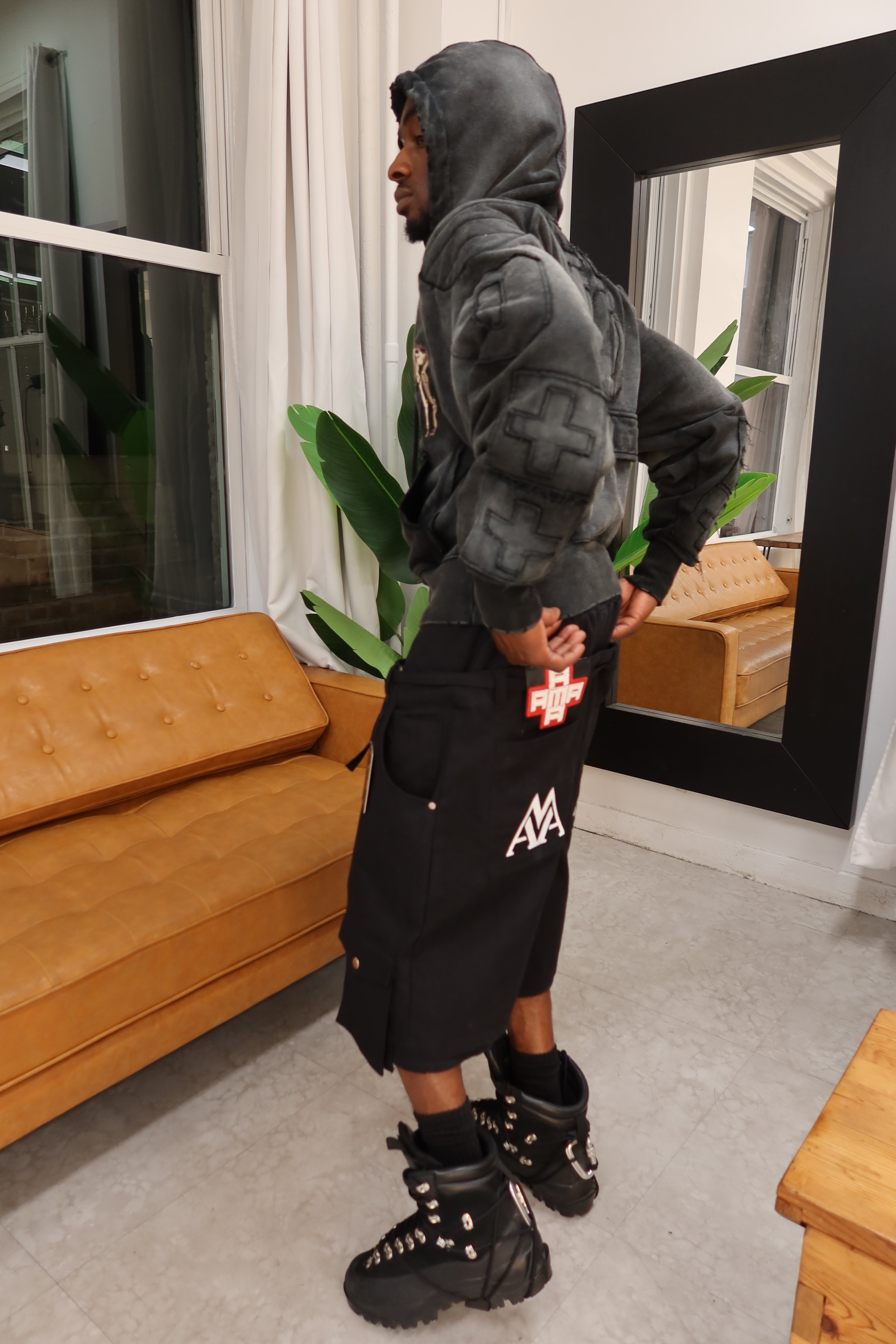 AMA Siamese Double Cargo Short Black