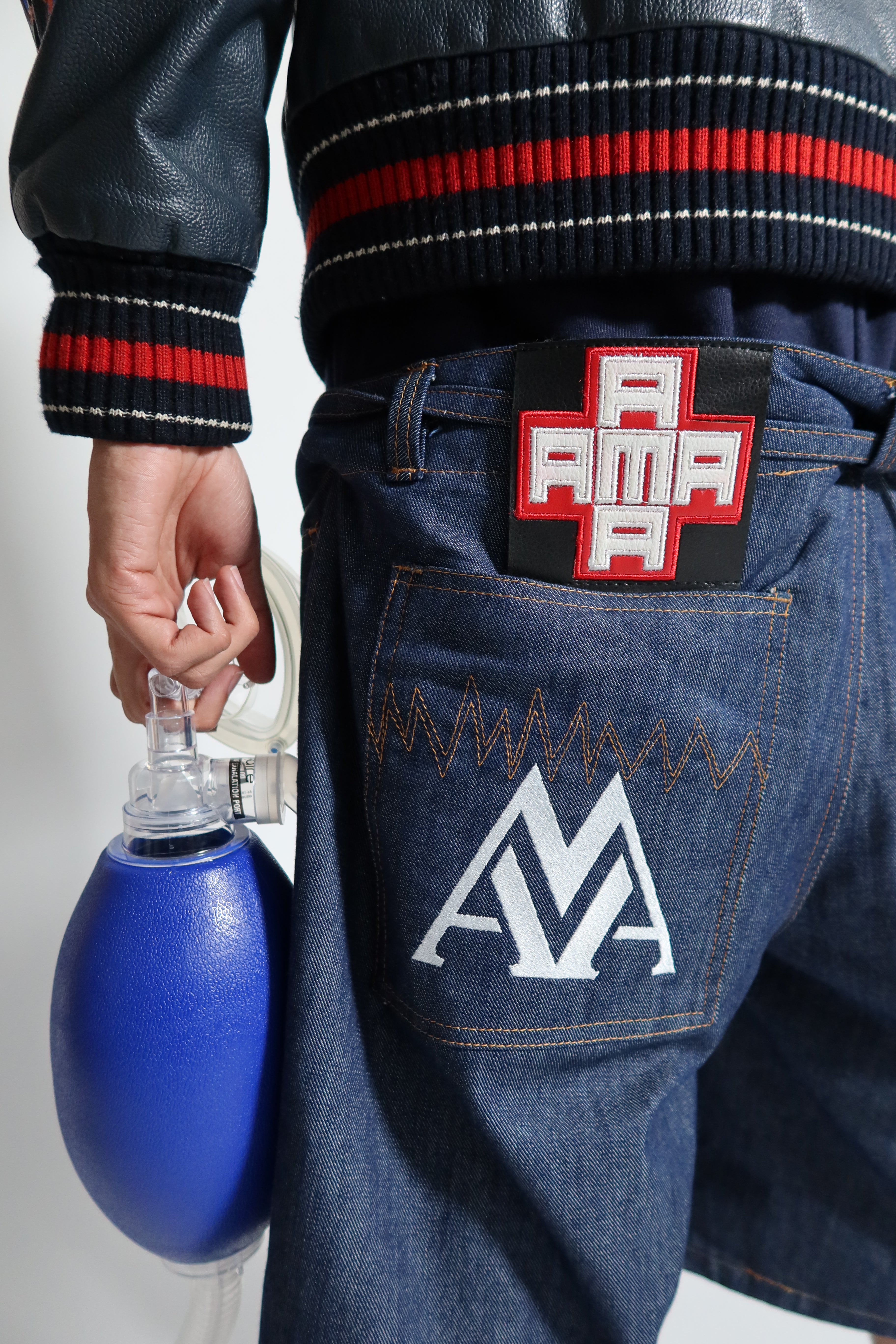 AMA Siamese Double Cargo Short Denim